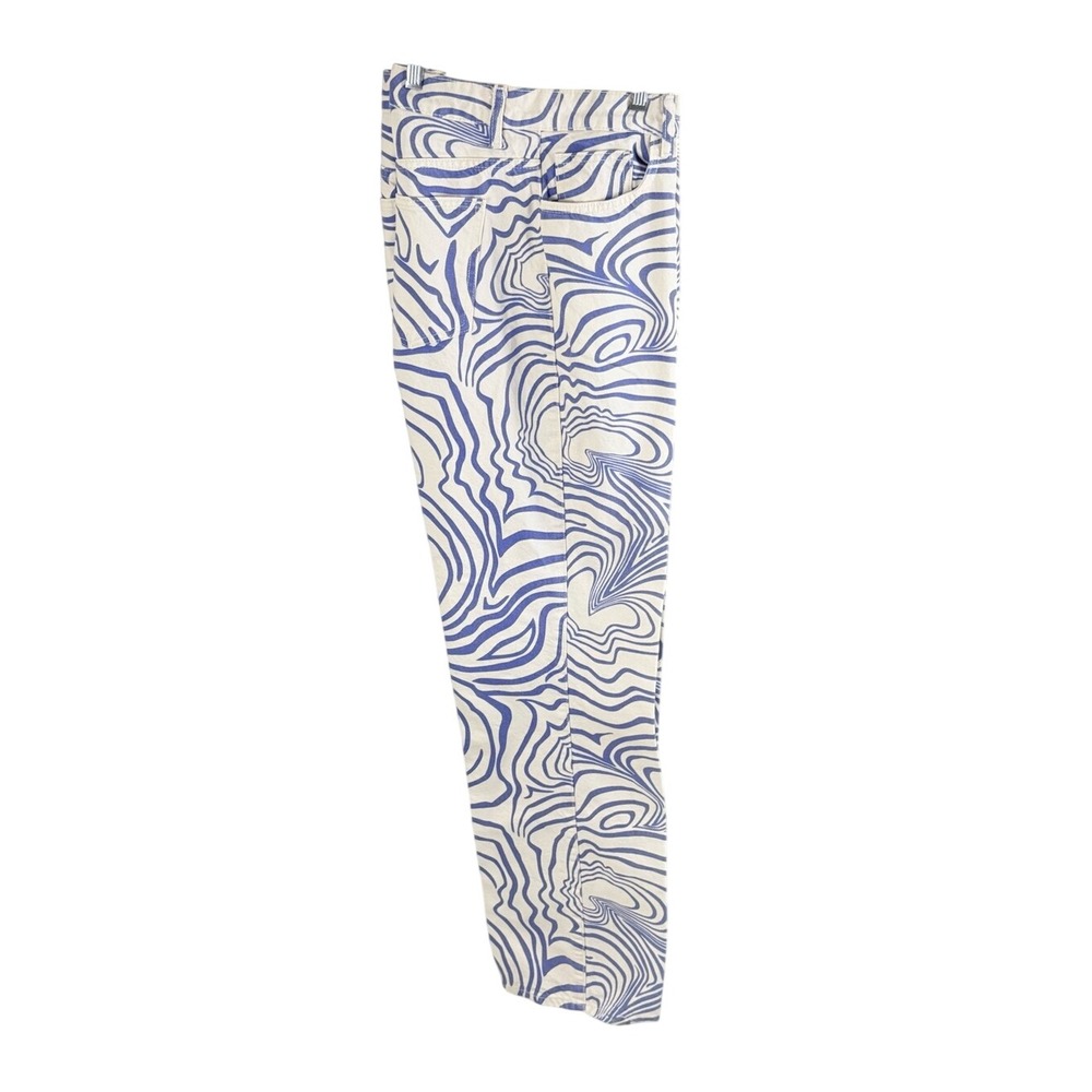 Zara Psychedelic Jeans Swirl High Rise Straight Leg Size 10